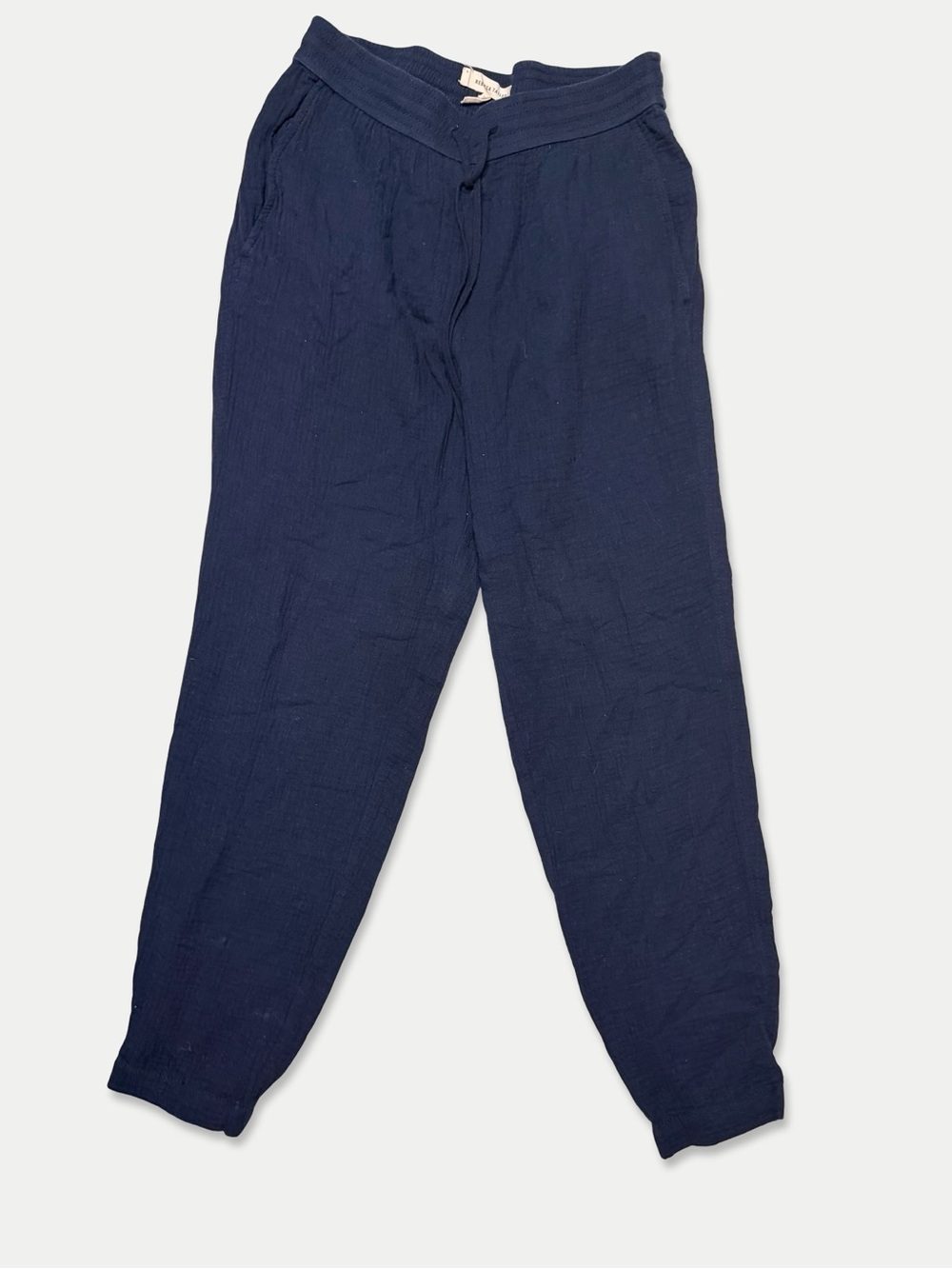 Rebecca Taylor Navy Cotton Gauze Jogger Pants Size 4 Drawstring Tapered